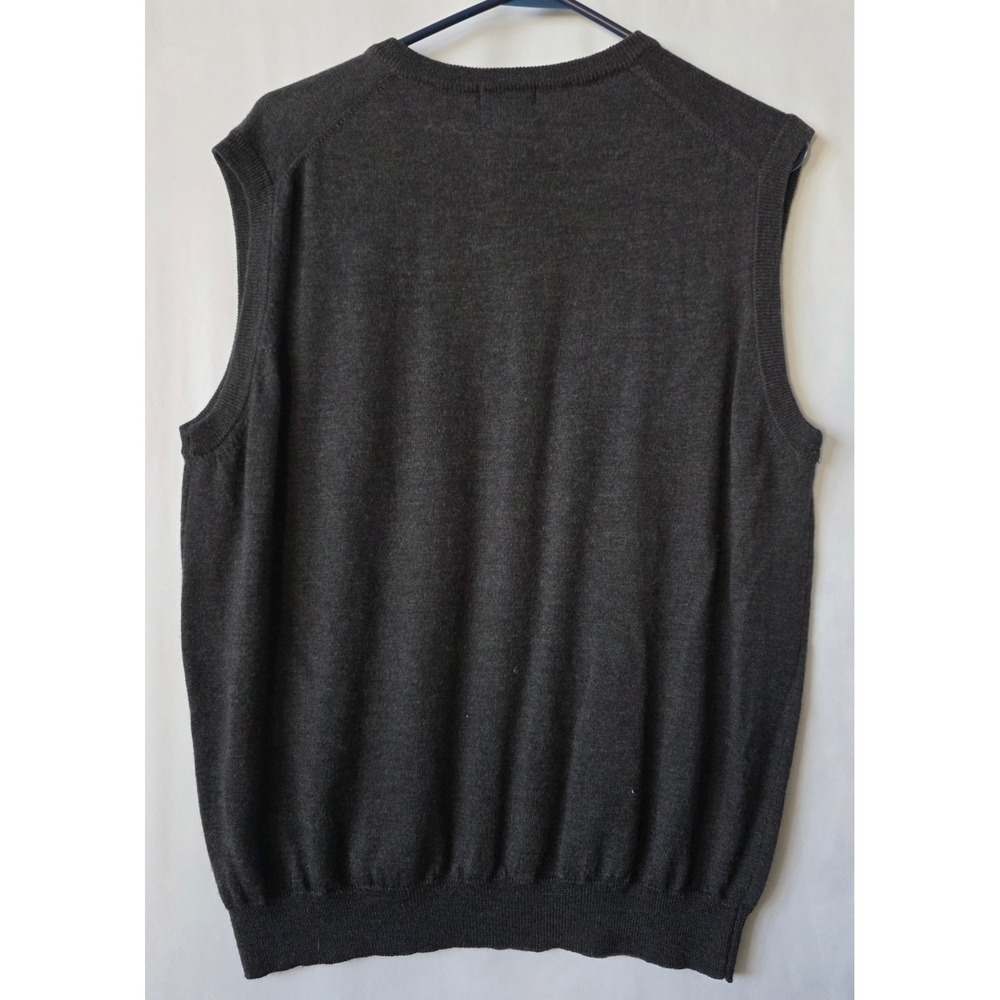 Mercer Street Studio Mens Merino Wool V-Neck Sweater Vest Charcoal Gray Medium - Picture 2 of 3